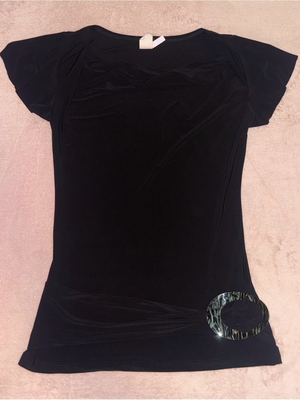 Vintage Y2K Mink Black Buckle Draped Stretch Top🖤✨